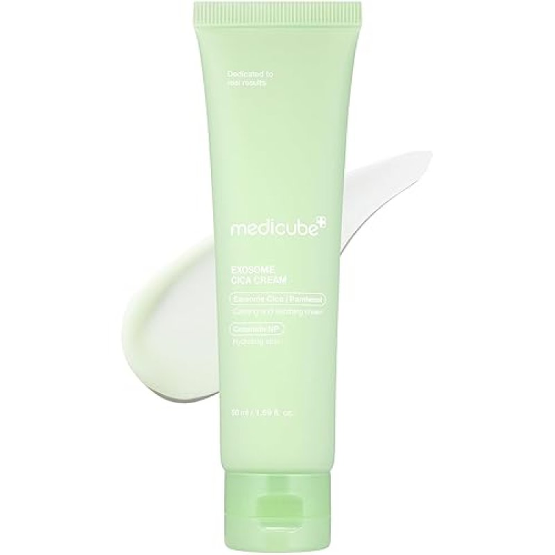 MEDICUBE EXOSOME CICA TEA TREE CREAM FOR SENSITIVE SKIN - REDUCES REDNESS BREAKOUTS, 1.7 OZ