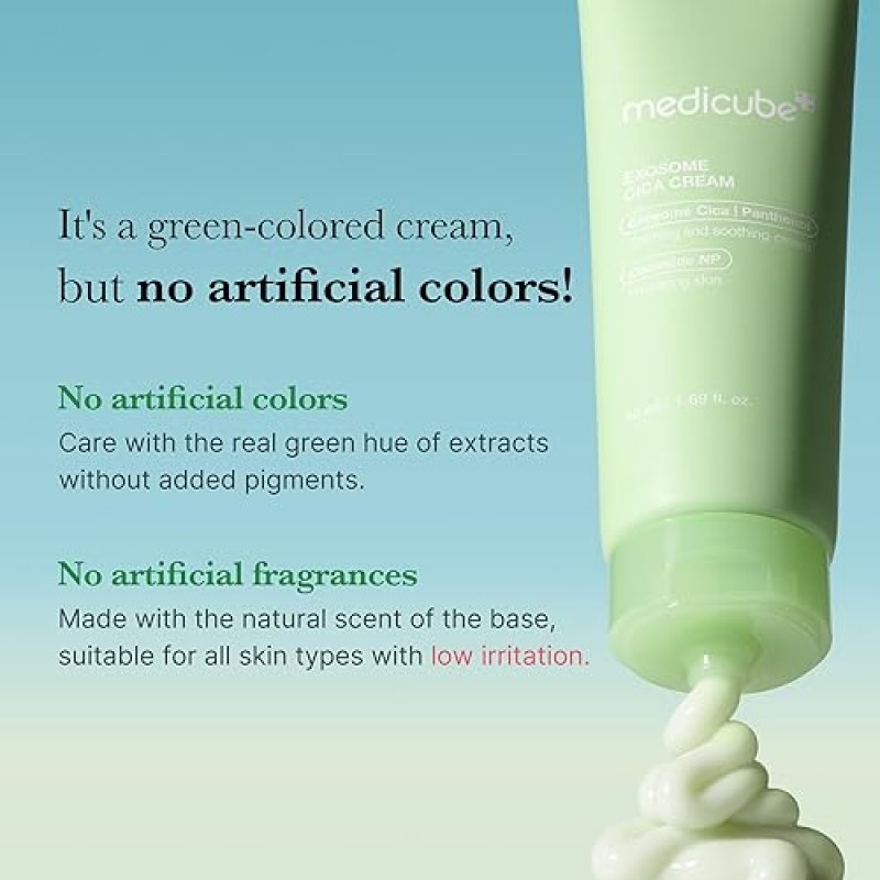 MEDICUBE EXOSOME CICA TEA TREE CREAM FOR SENSITIVE SKIN - REDUCES REDNESS BREAKOUTS, 1.7 OZ