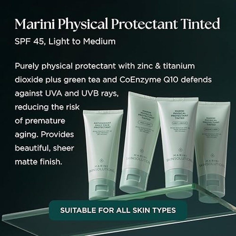MARINI SKINSOLUTIONS TINTED PHYSICAL SUNSCREEN SPF 45 LIGHT TO MEDIUM, WATER RESISTANT 2 OZ
