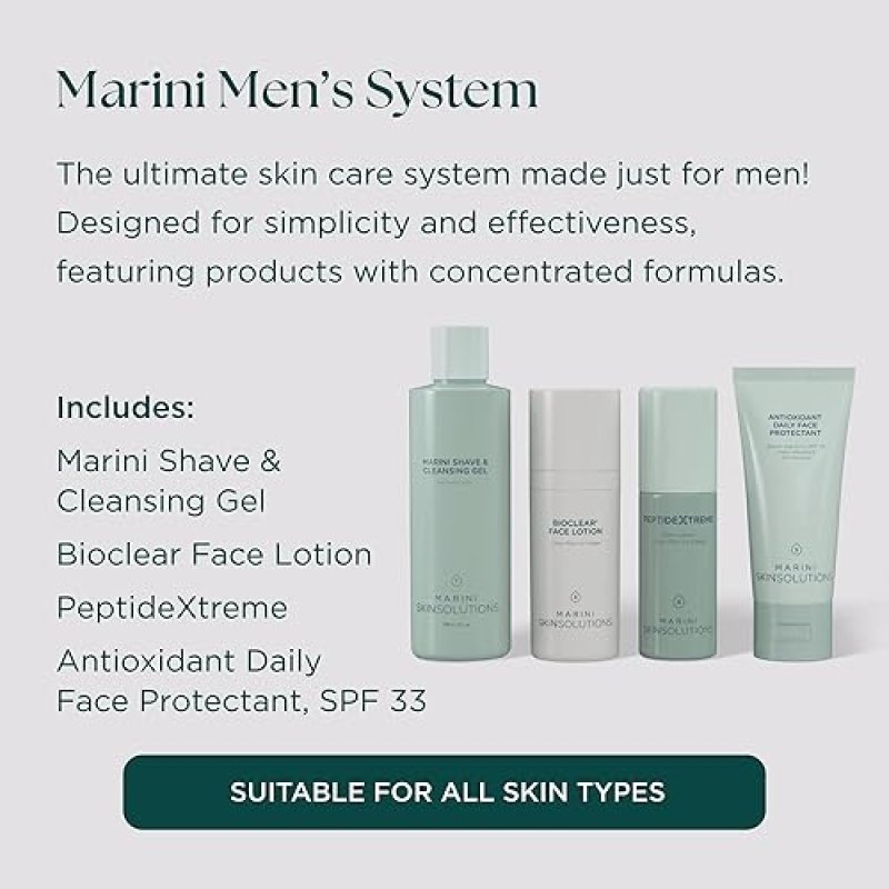 MARINI SKINSOLUTIONS MEN S SKINCARE SET - CRUELTY-FREE SHAVE GEL, LOTION SPF 33 - USA MADE
