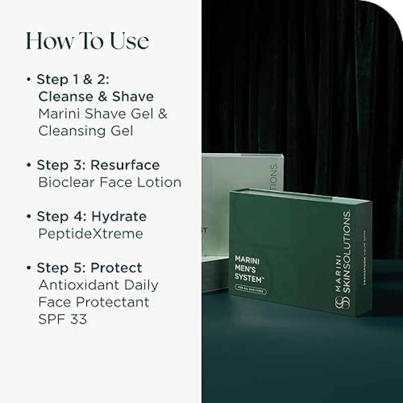 MARINI SKINSOLUTIONS MEN S SKINCARE SET - CRUELTY-FREE SHAVE GEL, LOTION SPF 33 - USA MADE