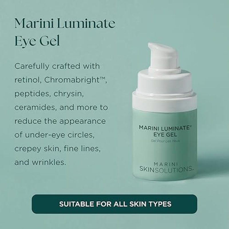MARINI SKINSOLUTIONS LUMINATE EYE GEL WITH RETINOL PEPTIDES - REDUCES DARK CIRCLES WRINKLES
