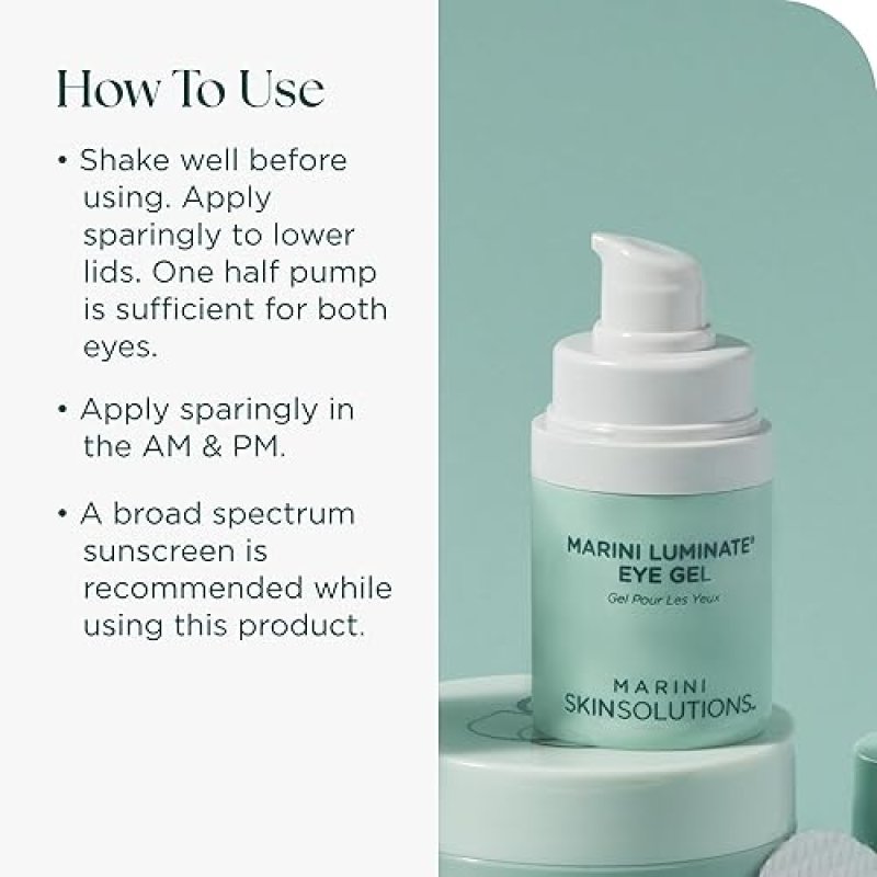 MARINI SKINSOLUTIONS LUMINATE EYE GEL WITH RETINOL PEPTIDES - REDUCES DARK CIRCLES WRINKLES