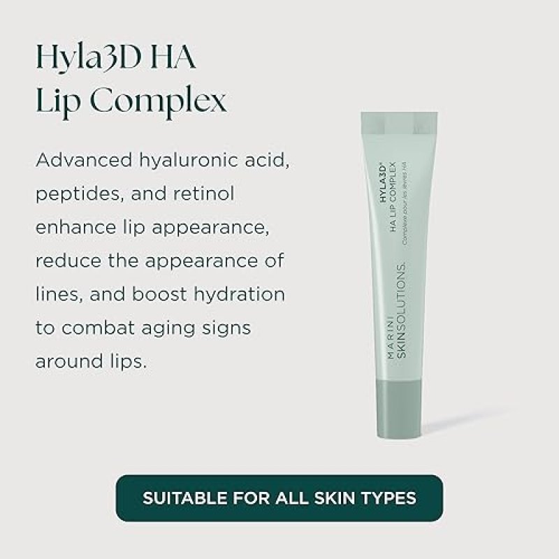 MARINI SKINSOLUTIONS HYLA3D HA LIP COMPLEX WITH HYALURONIC ACID, PEPTIDES RETINOL - 0.5 OZ