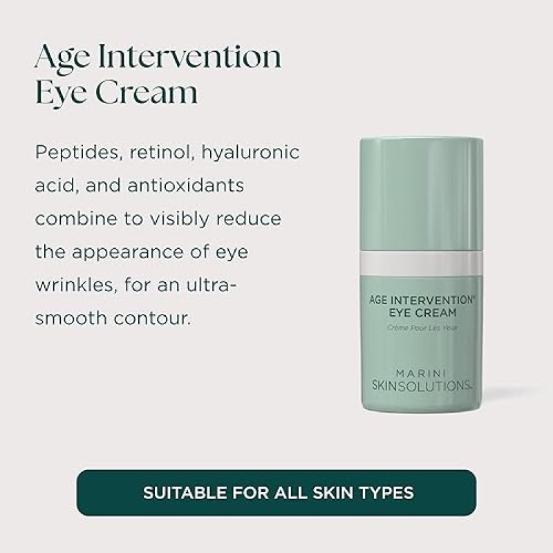 MARINI SKINSOLUTIONS AGE INTERVENTION EYE CREAM - ANTI-AGING, FINE LINE WRINKLE REDUCER, 0.5 OZ