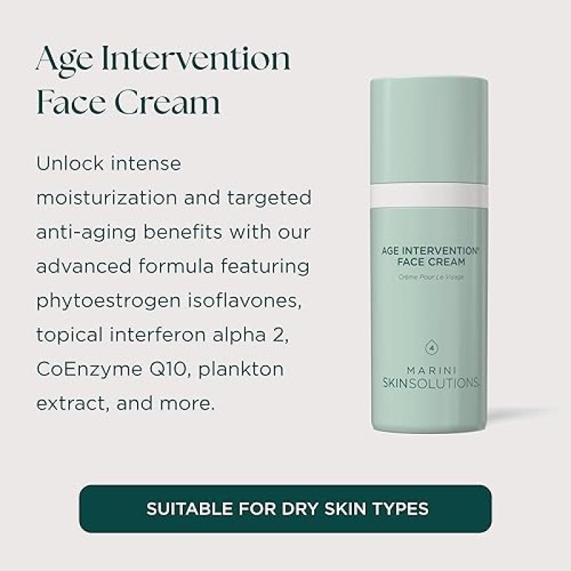 MARINI SKINSOLUTIONS AGE INTERVENTION FACE CREAM ANTI-AGING, HYDRATING, WRINKLE REPAIR 1 OZ