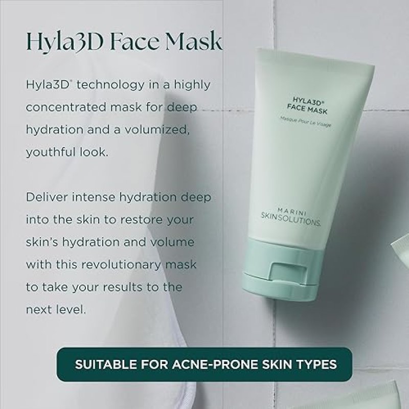 MARINI SKINSOLUTIONS HYLA3D FACE MASK HYDRATING HYALURONIC ACID TREATMENT FOR FINE LINES, 1 OZ