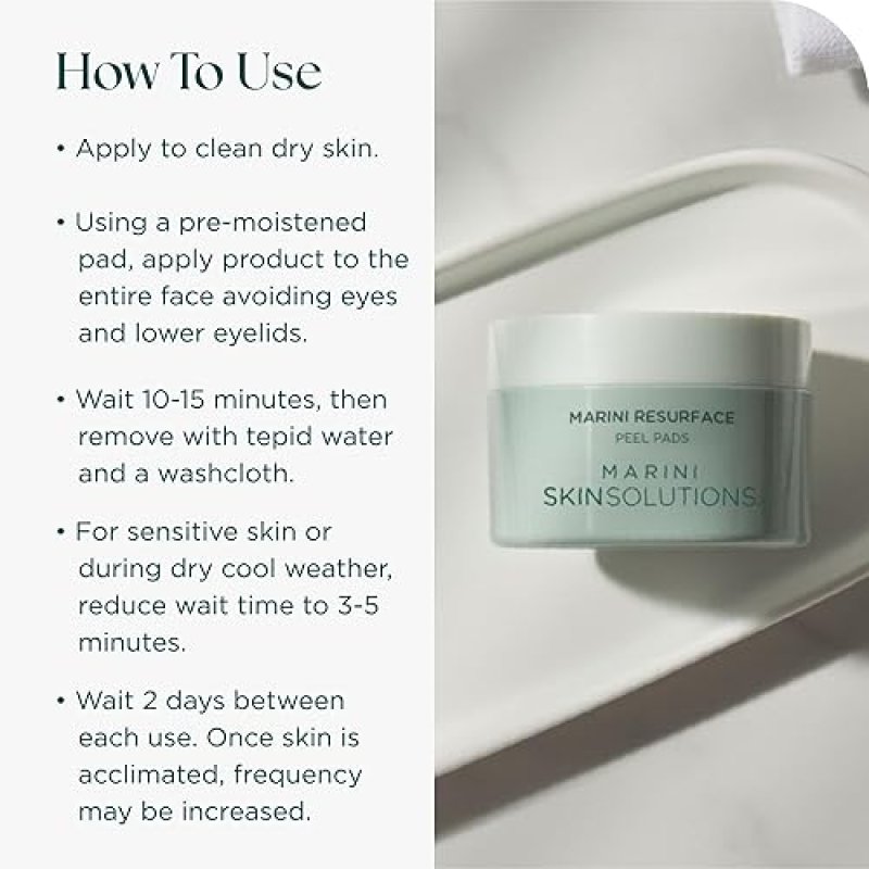 MARINI SKINSOLUTIONS RESURFACE PEEL PADS WITH GLYCOLIC SALICYLIC ACID FOR TEXTURE WRINKLES - 30 COUN