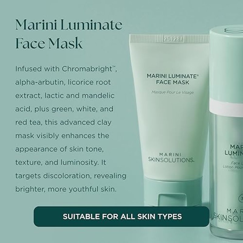 MARINI SKINSOLUTIONS LUMINATE FACE MASK 1 OZ REDUCES DISCOLORATION IMPROVES SKIN TONE