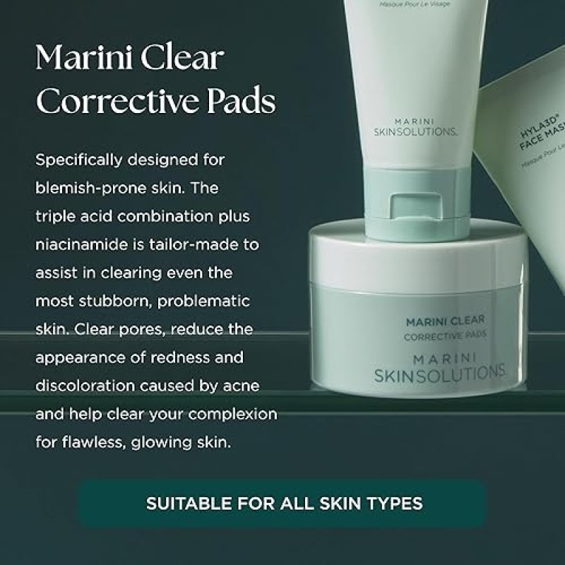 MARINI SKINSOLUTIONS CLEAR CORRECTIVE PADS FOR BLEMISH-PRONE SKIN WITH SALICYLIC ACID - 30 COUNT
