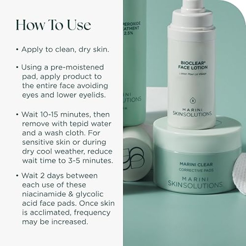 MARINI SKINSOLUTIONS CLEAR CORRECTIVE PADS FOR BLEMISH-PRONE SKIN WITH SALICYLIC ACID - 30 COUNT