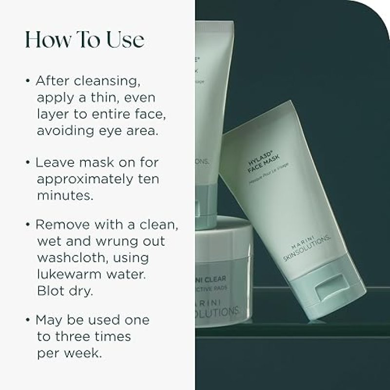 MARINI SKINSOLUTIONS HYLA3D FACE MASK - HYDRATING HYALURONIC ACID TREATMENT, 1 OZ, USA MADE