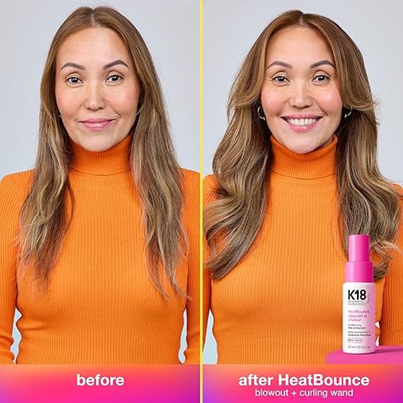 K18 HEATBOUNCE LEAVE-IN HEAT PROTECTANT SPRAY LIGHTWEIGHT CONDITIONER, 450 PROTECTION, SMOOTH DETANG
