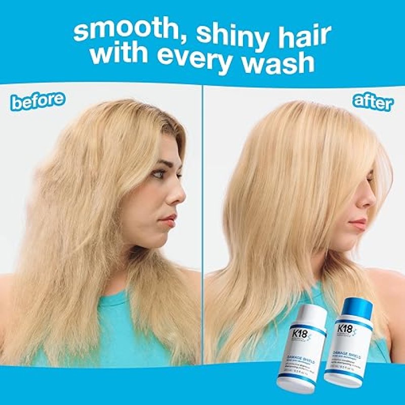 K18 DAMAGE SHIELD WASH CARE SET COLOR-SAFE SHAMPOO CONDITIONER FOR FRIZZ, TANGLE DAMAGE