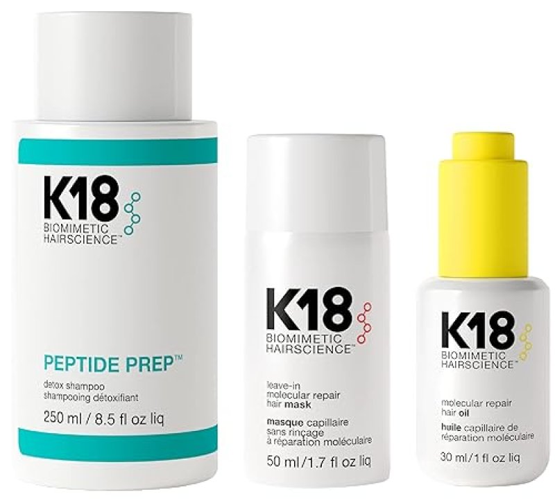 K18 DETOX REPAIR BUNDLE LEAVE-IN MASK, 4-MIN SPEED TREATMENT, DETOX SHAMPOO STRENGTHENING OIL
