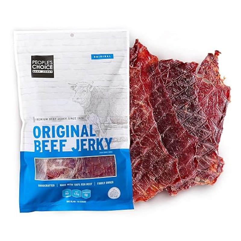 PEOPLE S CHOICE ORIGINAL BEEF JERKY BIG SLAB THIN-SLICED WHOLE MUSCLE, 9G PROTEIN, 15 COUNT