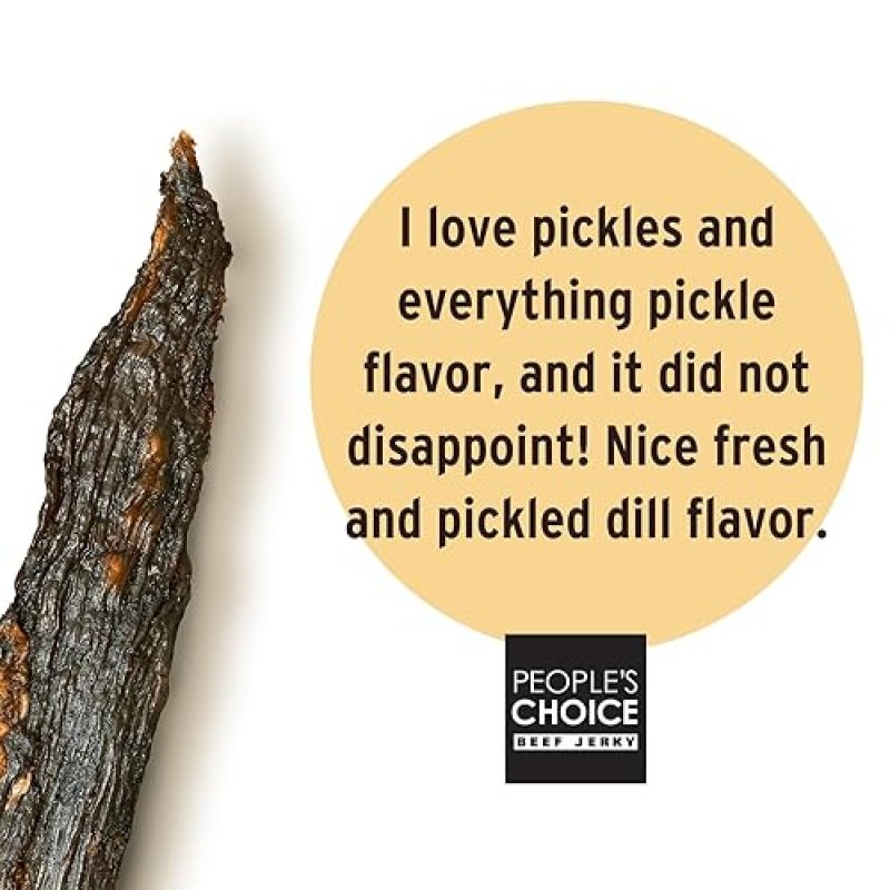 PEOPLE S CHOICE DILL PICKLE BEEF JERKY 13G PROTEIN, DRY TEXTURE, 1 LB BAG MADE IN USA