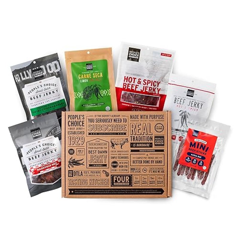 PEOPLE S CHOICE SPICY BEEF JERKY VARIETY PACK HIGH PROTEIN MEAT SNACK 6 BAGS MADE IN USA