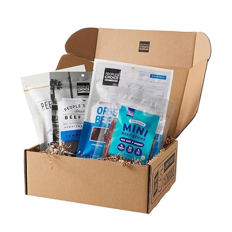 PEOPLE S CHOICE BEEF JERKY VARIETY PACK HIGH PROTEIN MEAT SNACK SAMPLER GIFT BOX FOR MEN