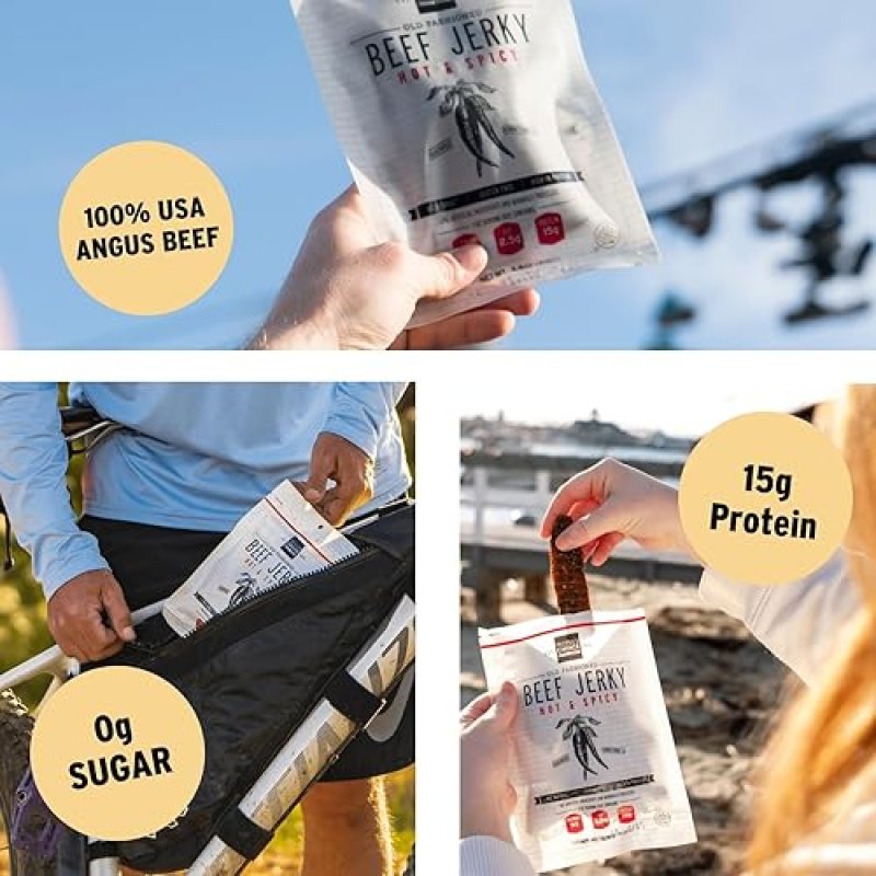 PEOPLE S CHOICE HOT SPICY BEEF JERKY SUGAR FREE, ZERO CARB, KETO FRIENDLY, 1 LB BAG