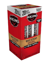 JACK LINKS ORIGINAL BEEF STICKS - 100 BEEF PROTEIN SNACK, KETO FRIENDLY, 20 COUNT 0.92OZ