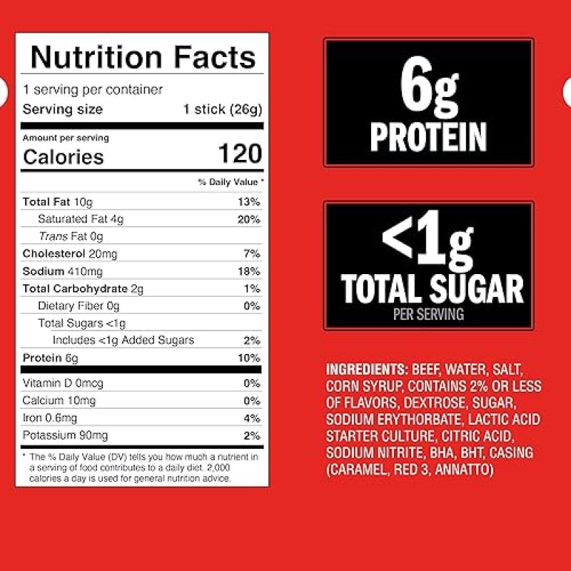 JACK LINKS ORIGINAL BEEF STICKS - 100 BEEF PROTEIN SNACK, KETO FRIENDLY, 20 COUNT 0.92OZ
