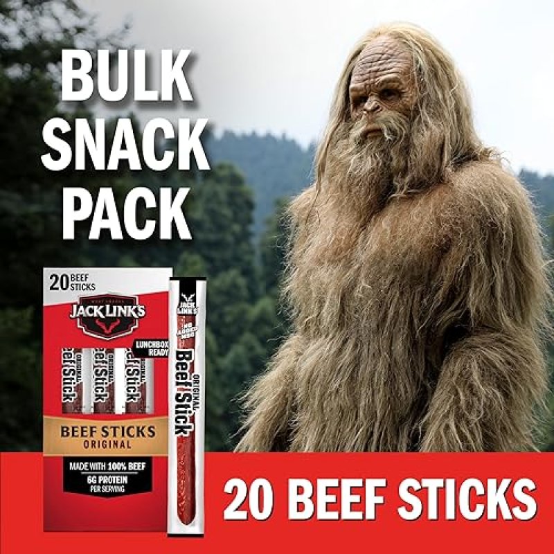 JACK LINKS ORIGINAL BEEF STICKS - 100 BEEF PROTEIN SNACK, KETO FRIENDLY, 20 COUNT 0.92OZ