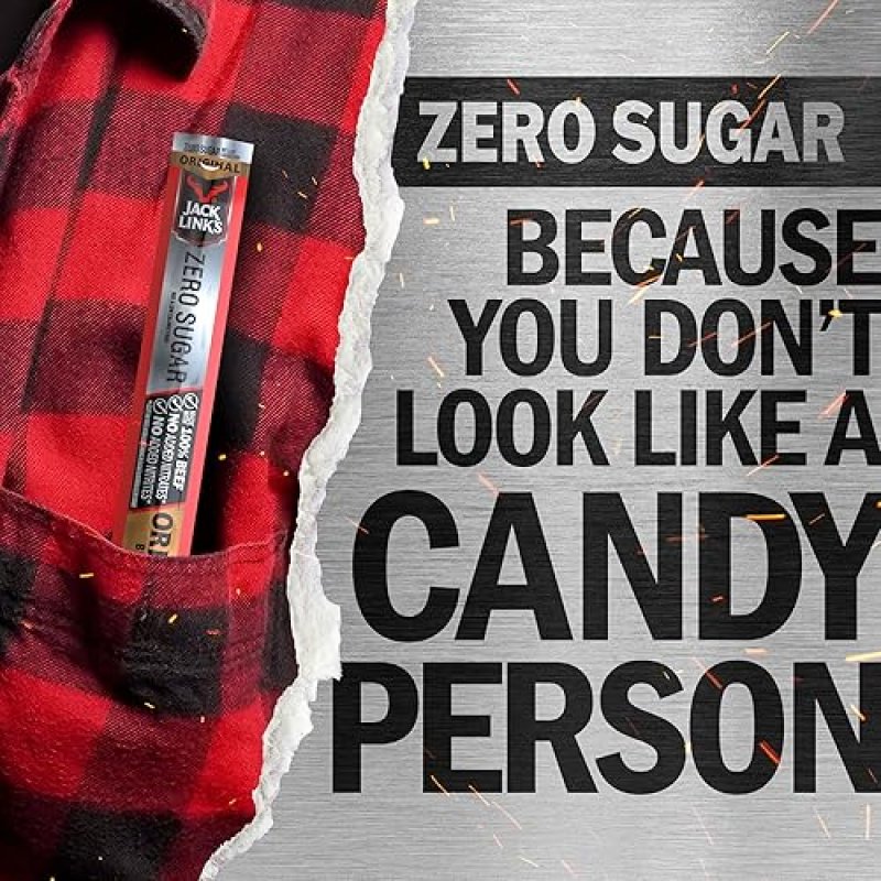 JACK LINKS ORIGINAL ZERO SUGAR BEEF STICKS 20 PACK - 0.92 OZ PROTEIN SNACKS, 5G PROTEIN EACH
