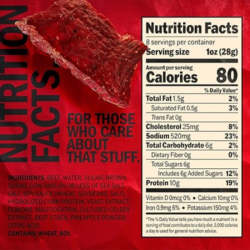 JACK LINKS ORIGINAL BEEF JERKY 8OZ - 100 REAL BEEF, HIGH PROTEIN SNACK, READY TO EAT