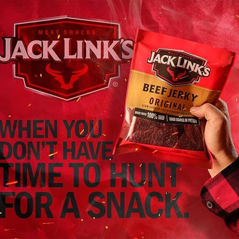 JACK LINKS ORIGINAL BEEF JERKY 8OZ - 100 REAL BEEF, HIGH PROTEIN SNACK, READY TO EAT