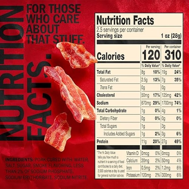 JACK LINKS HICKORY SMOKED BACON JERKY, 2.5 OZ - HIGH PROTEIN, KETO FRIENDLY MEAT SNACK