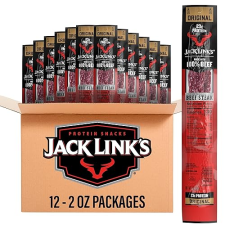 JACK LINKS ORIGINAL BEEF STEAK JERKY - 23G PROTEIN, 100 BEEF, KETO FRIENDLY, 12-PACK 2OZ