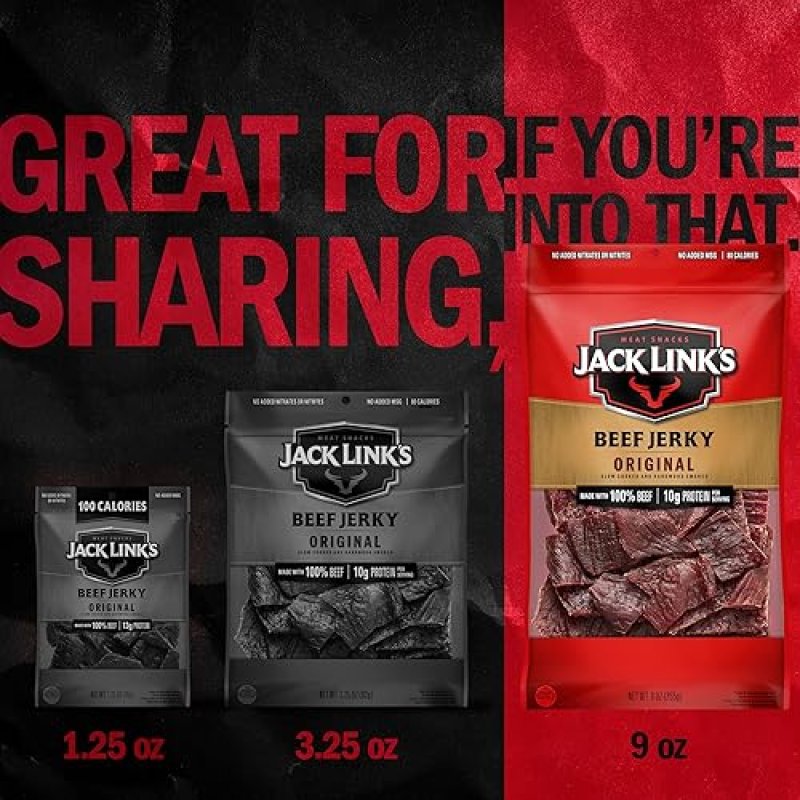 JACK LINKS ORIGINAL BEEF JERKY 9OZ PACK OF 2 HIGH PROTEIN 100 BEEF MEAT SNACKS