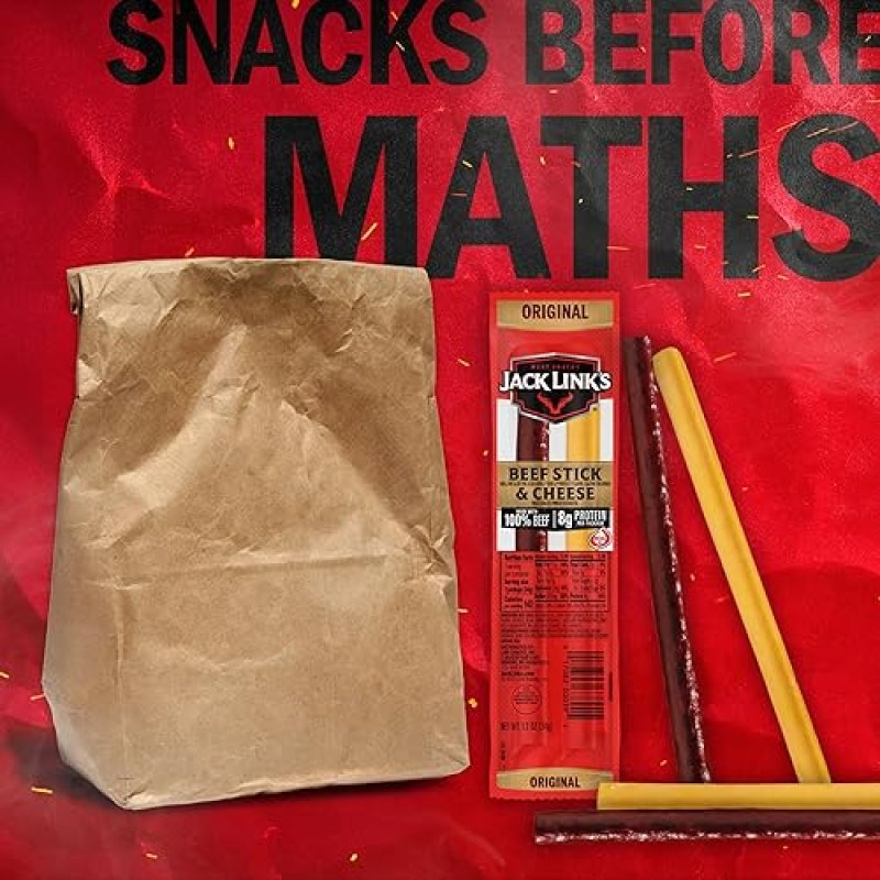JACK LINKS ORIGINAL BEEF CHEESE SNACK PACK, 16 COUNT, 100 BEEF, REAL WISCONSIN CHEESE