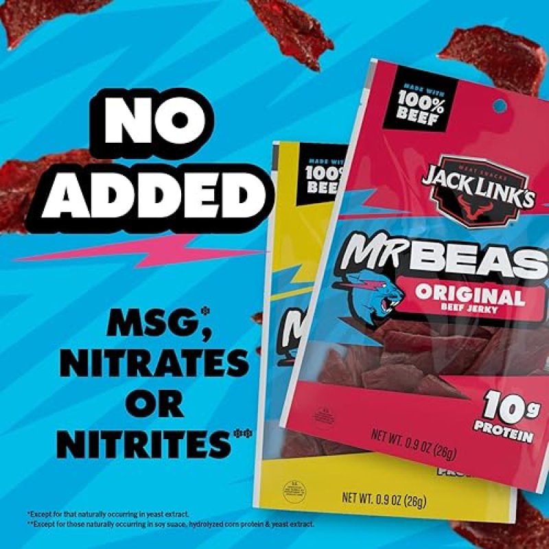 JACK LINKS X MRBEAST BEEF JERKY VARIETY PACK - ORIGINAL TERIYAKI, 6 COUNT, HIGH PROTEIN SNACKS
