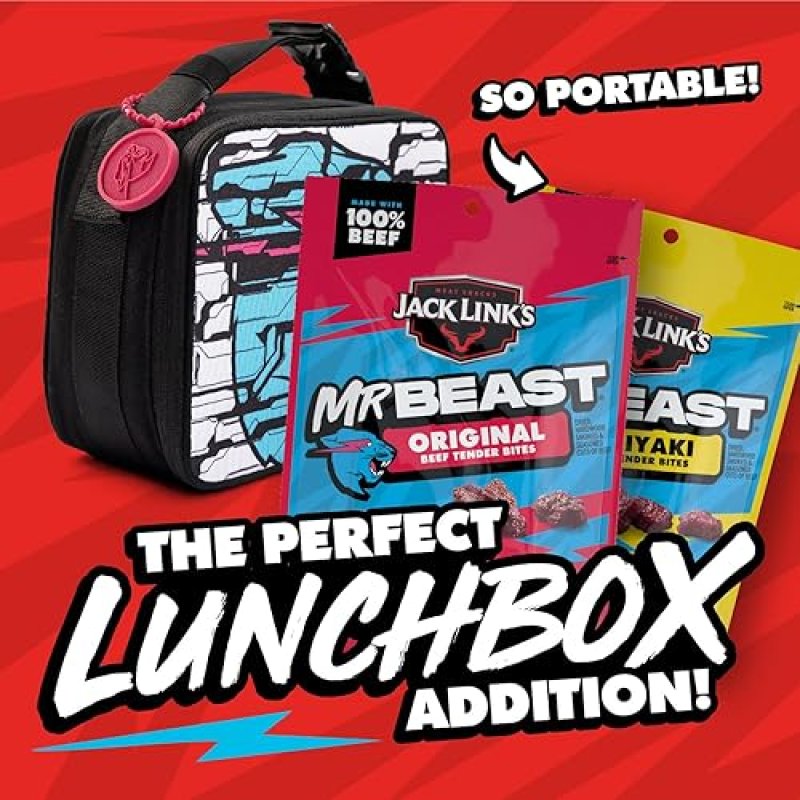 JACK LINKS X MRBEAST BEEF TENDER BITES VARIETY PACK - 6 PACK, 5.4 OZ BAGS, HIGH PROTEIN SNACKS