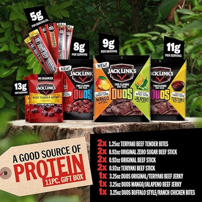 JACK LINK S DUOS 11-PIECE BEEF JERKY MEAT SNACK GIFT BOX PROTEIN GIFTS FOR MEN MEAT LOVERS