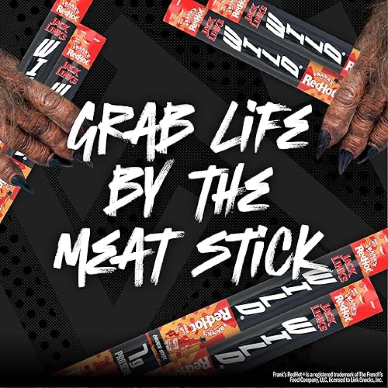JACK LINKS WILD MINI CHICKEN STICKS WITH FRANKS REDHOT FLAVOR 7G PROTEIN, KETO SNACK, 14 PACK
