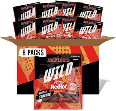 JACK LINKS WILD CHICKEN STICK BITES WITH FRANKS REDHOT FLAVOR, 8 PACK, 4OZ MINI MEAT STICKS