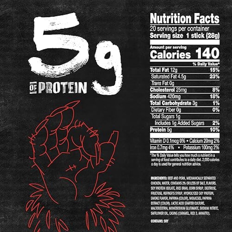 JACK LINKS WILD ORIGINAL PROTEIN SNACK STICKS, KETO FRIENDLY, 5G PROTEIN, 1OZ, PACK OF 20