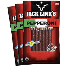 JACK LINKS PEPPERONI BEEF SNACK STICKS, 7.2 OZ, PACK OF 3 HIGH PROTEIN MEAT SNACKS
