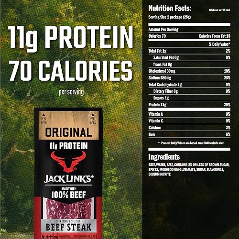 JACK LINKS PREMIUM CUTS ORIGINAL BEEF STEAK, 1-OUNCE, PACK OF 12 HIGH-PROTEIN SNACK