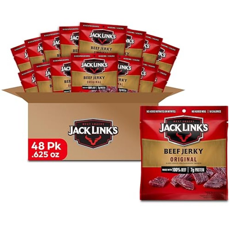 JACK LINKS ORIGINAL BEEF JERKY MULTIPACK, 48 PACKS, 7G PROTEIN, 100 BEEF, READY-TO-EAT SNACKS