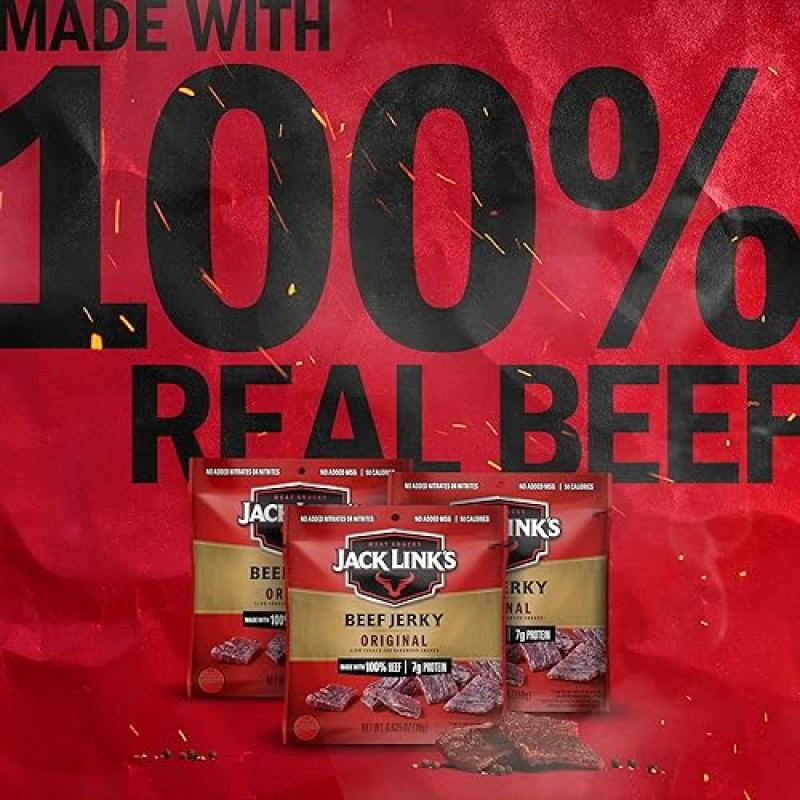 JACK LINKS ORIGINAL BEEF JERKY MULTIPACK, 48 PACKS, 7G PROTEIN, 100 BEEF, READY-TO-EAT SNACKS