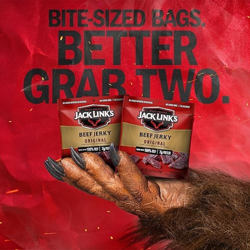 JACK LINKS ORIGINAL BEEF JERKY MULTIPACK, 48 PACKS, 7G PROTEIN, 100 BEEF, READY-TO-EAT SNACKS