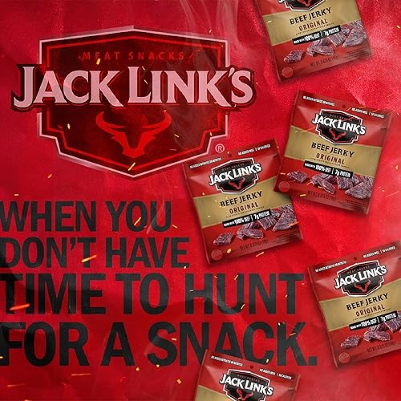 JACK LINKS ORIGINAL BEEF JERKY MULTIPACK, 48 PACKS, 7G PROTEIN, 100 BEEF, READY-TO-EAT SNACKS