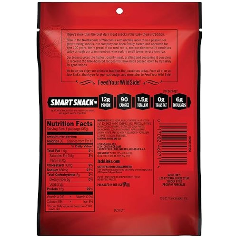 JACK LINKS TERIYAKI BEEF STEAK TENDER BITES, PREMIUM CUTS, 1.25OZ PACK OF 10