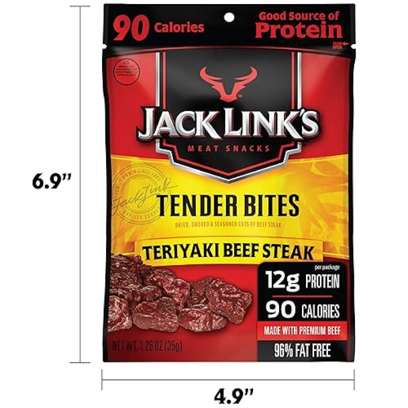JACK LINKS TERIYAKI BEEF STEAK TENDER BITES, PREMIUM CUTS, 1.25OZ PACK OF 10