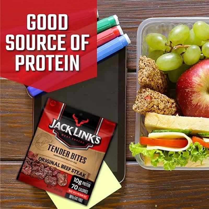 JACK LINKS ORIGINAL BEEF TENDER JERKY BITES 2.85 OZ HIGH PROTEIN, NO MSG, NO NITRATES