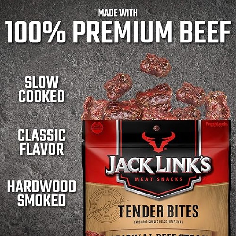 JACK LINKS ORIGINAL BEEF TENDER JERKY BITES 2.85 OZ HIGH PROTEIN, NO MSG, NO NITRATES
